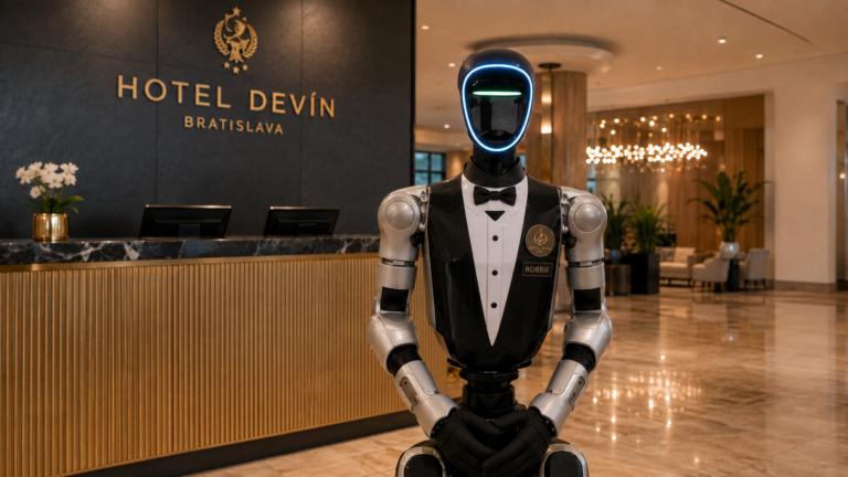 V Hoteli Devín ma privítal robot. Robbie poradí s výletom, jedlom aj cestou na recepciu