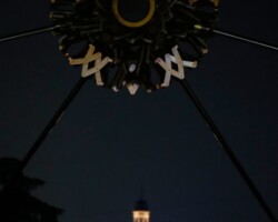 A view of the cauldron after it was extinguished at the Arco della Pace at the 2026 Winter Olympics in Milan, Italy, Sunday, Feb. 22, 2026. (AP Photo/Luca Bruno)