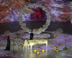 Musician Gloria Campaner performs during the closing ceremony of the 2026 Winter Olympics, in Verona, Italy, Sunday, Feb. 22, 2026. (AP Photo/Bernat Armangue)