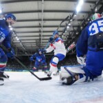 Slovakia's Tomas Tatar (90) shoots during a preliminary round match of men's ice hockey between Italy and Slovakia at the 2026 Winter Olympics, in Milan, Italy, Friday, Feb. 13, 2026. (Wang Kaiyan/Pool Photo via AP)