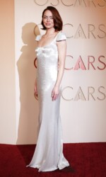 Emma Stone arrives at the Oscars on Sunday, March 15, 2026, at the Dolby Theatre in Los Angeles. (Photo by Jordan Strauss/Invision/AP)
