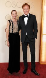 Liza Powel O'Brien, left, and Conan O'Brien arrive at the Oscars on Sunday, March 15, 2026, at the Dolby Theatre in Los Angeles. (Photo by Jordan Strauss/Invision/AP)